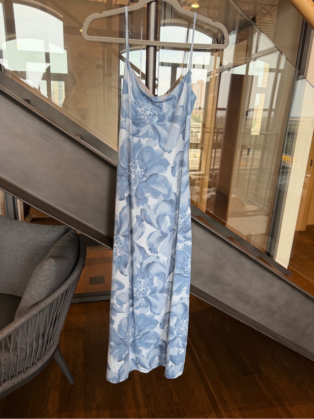 Reformation Lavinia Knit Dress, Blue Floral Midi - Picture 5 of 8